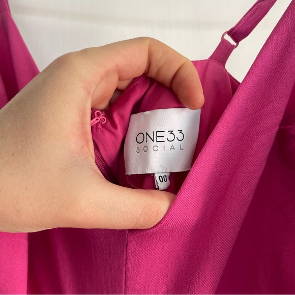 One33 Social Magenta Pink Bow Mini Dress Sleeveless Spaghetti Strap Party 00 - Picture 8 of 13